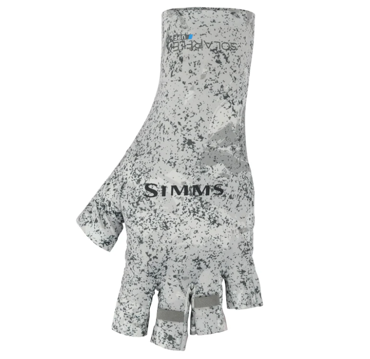 Simms Solarflex Half-Finger Sunglove | Back Eddy White - Sportinglife Turangi